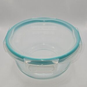 Snapware Blue Glass Round Airtight Leakproof Storage Container Set, 4 Cups